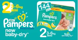 Pampers 2 Mini 2-6 kg New baby dry Пелени Box 148 бр