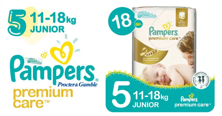 Pampers 5 Mini 11-18 kg Premium care Пелени 18 бр Pampers 5 Mini 11-18 kg Premium care Пелени 18 бр