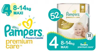 Pampers 4 Maxi 8-14 kg Premium care Пелени 52 бр