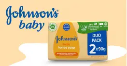 Johnson's Baby Овлажняващ бебешки сапун с мед 2х90 гр