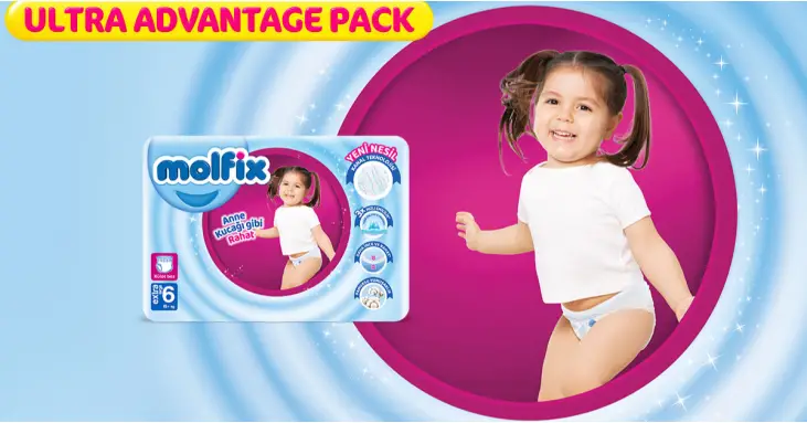 Molfix Pants Giga 6 Extra Large гащички за бебе 58 бр Molfix Pants Giga 6 Extra Large гащички за бебе 58 бр