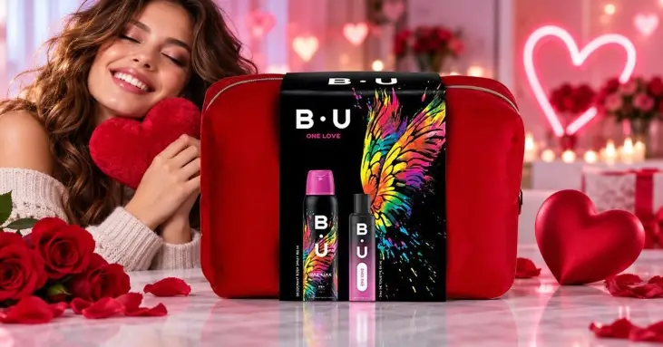 B.U ONE LOVE подаръчен комплект тоалетна вода и део спрей с несесер 50 ml + 150 ml