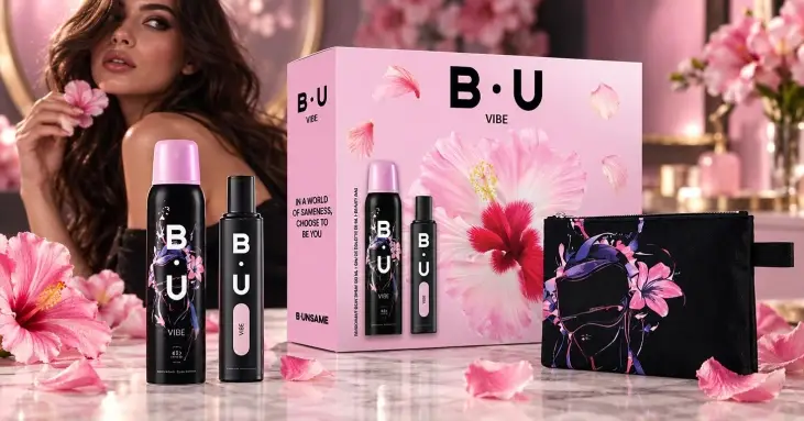 B.U VIBE дамски подаръчен комплект тоалетна вода 50 ml + део спрей 150 ml + чантичка B.U VIBE дамски подаръчен комплект тоалетна вода 50 ml + део спрей 150 ml + чантичка