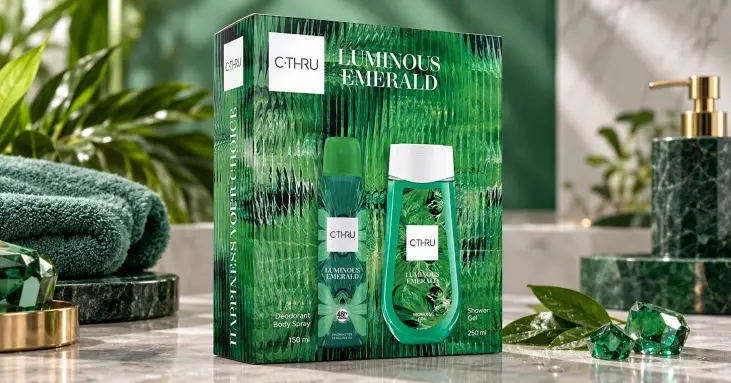 C-THRU Luminous Emerald подаръчен комплект део спрей 150 ml + душ гел 250 ml