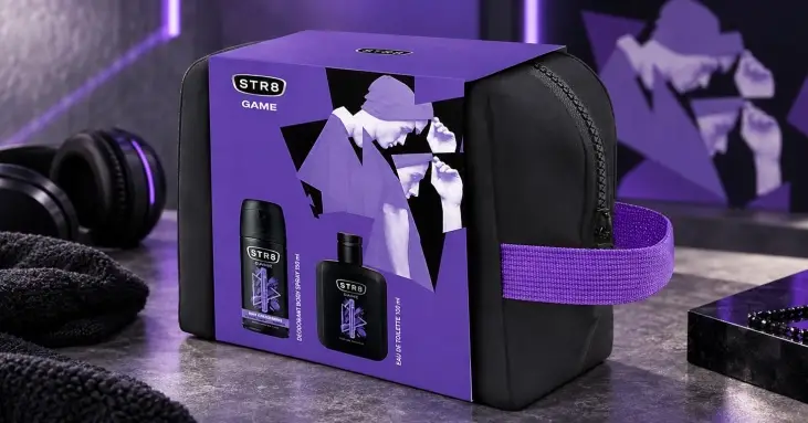 STR8 GAME подаръчен комплект тоалетна вода 100 ml и део спрей 150 ml с несесер