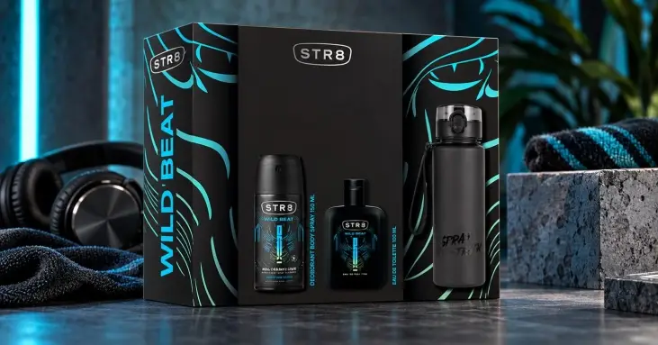 STR8 WILD BEAT подаръчен комплект тоалетна вода 100 ml + део спрей 150 ml + бутилка за вода