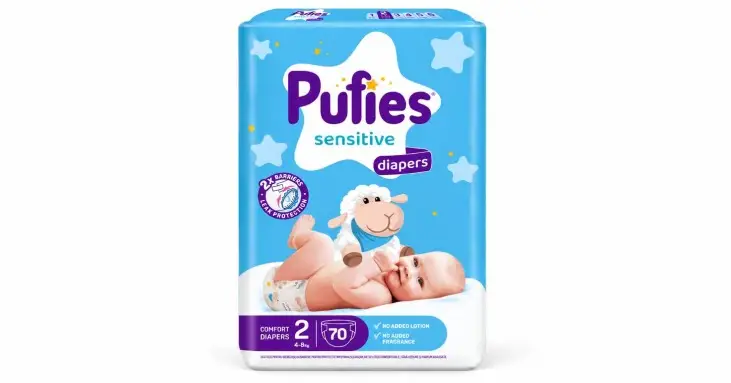 Pufies 2 пелени за бебе 4–8 kg 70 бр.