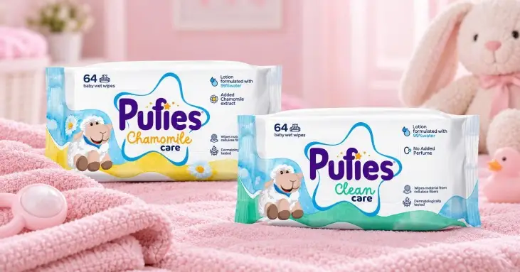 Pufies Бебешки влажни кърпички 64 бр Pufies Бебешки влажни кърпички 64 бр