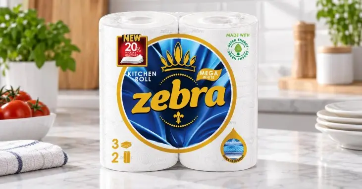 Zebra White Mega кухненско руло 2 бр.
