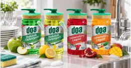 Doa течен препарат за миене на съдове с гъба и помпа 1000 ml Doa течен препарат за миене на съдове с гъба и помпа 1000 ml