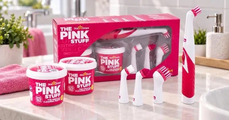 The Pink Stuff The Miracle Scrubber Kit комплект за почистване + паста 2 x 500 g The Pink Stuff The Miracle Scrubber Kit комплект за почистване + паста 2 x 500 g