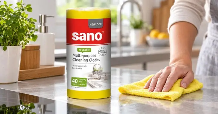 Sano многофункционална почистваща кърпа на ролка жълта 40 бр. Sano многофункционална почистваща кърпа на ролка жълта 40 бр.