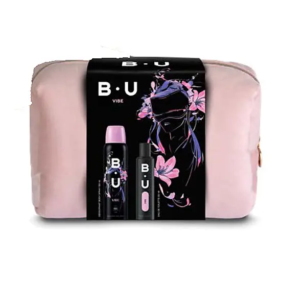 B.U VIBE подаръчен комплект тоалетна вода 50 ml + део спрей 150 ml + несесер