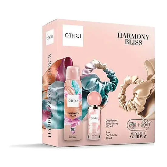 C-THRU HARMONY BLISS подаръчен комплект с тоалетна вода, део спрей и скрънчи