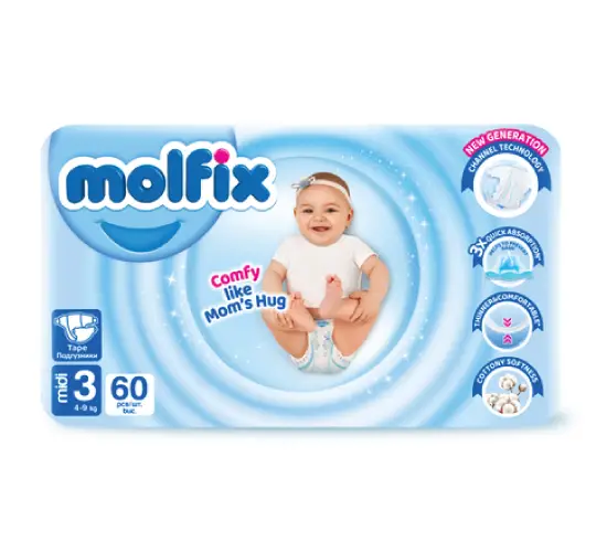 Molfix 3 Midi лентови пелени за бебе