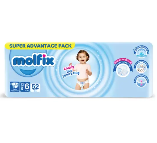 Molfix Giga 6 Extra Large пелени за бебе 52 бр