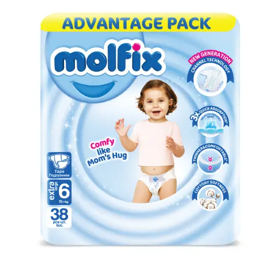 Molfix Jumbo 6 Extra Large пелени за бебе