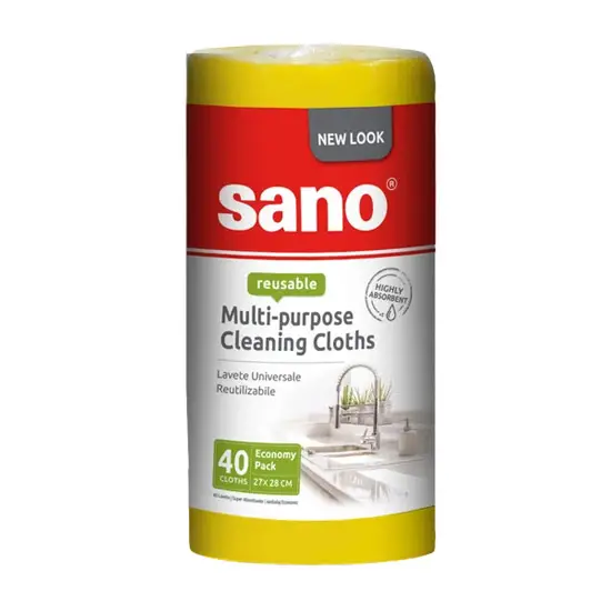 Sano жълта многофункционална почистваща кърпа, 40 бр.