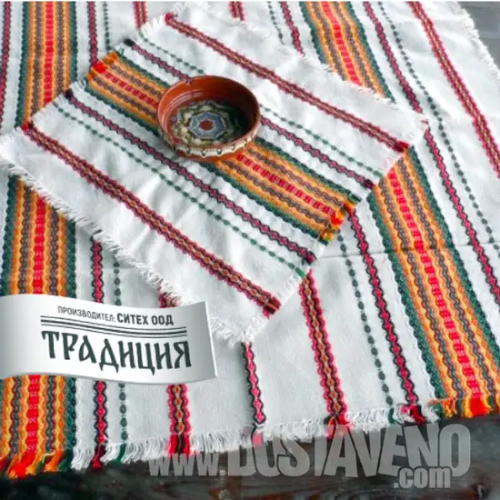 Традиция битова покривка за маса, бяло класик, 120 х 440