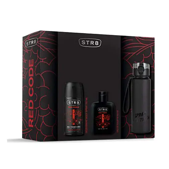 Подаръчен комплект STR8 RED CODE – тоалетна вода 100 ml, део спрей 150 ml и бутилка за вода