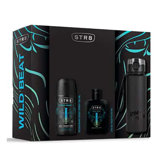 STR8 WILD BEAT подаръчен комплект тоалетна вода, део спрей и бутилка за вода