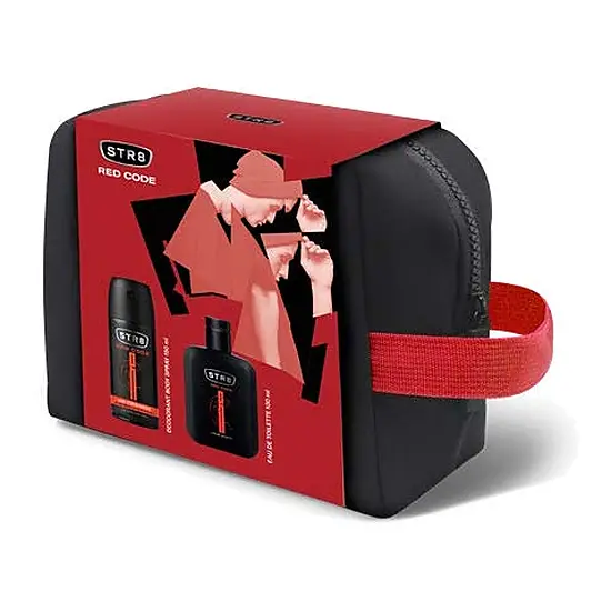 STR8 RED CODE подаръчен комплект тоалетна вода и део спрей с несесер