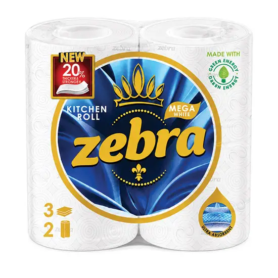 Zebra White Mega кухненско руло, 2 броя