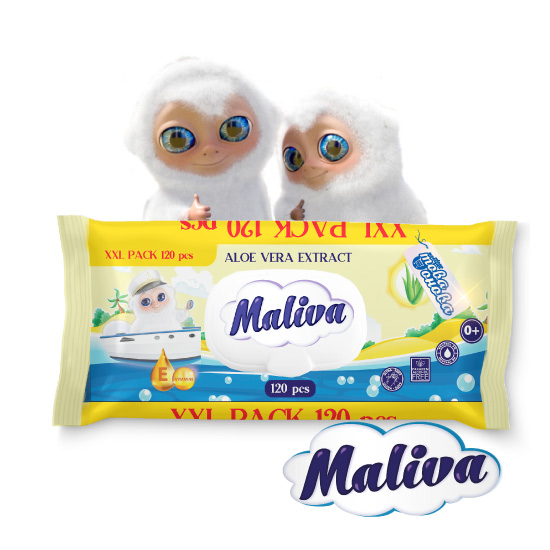 Maliva мокри кърпи 120 броя с алое вера