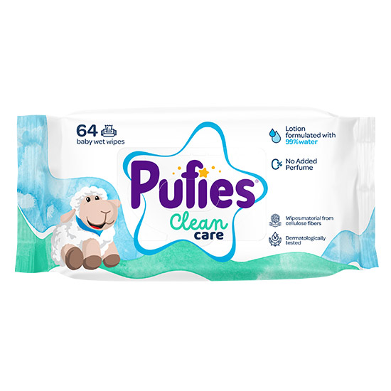 Pufies Clean Care бебешки влажни кърпички